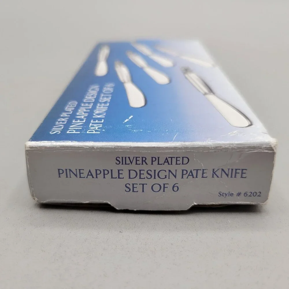 Godinger Silver Plated Pineapple Design Pate Knife Set Of 6